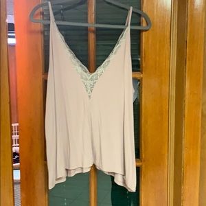 Lace trimmed v neck cami